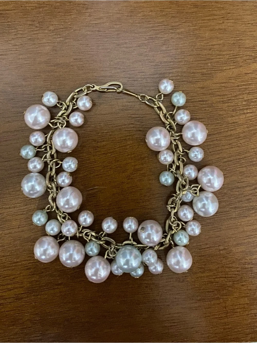 Vintage Pearl Cluster Charm Bracelet in Pastel, White, Pink and Mint